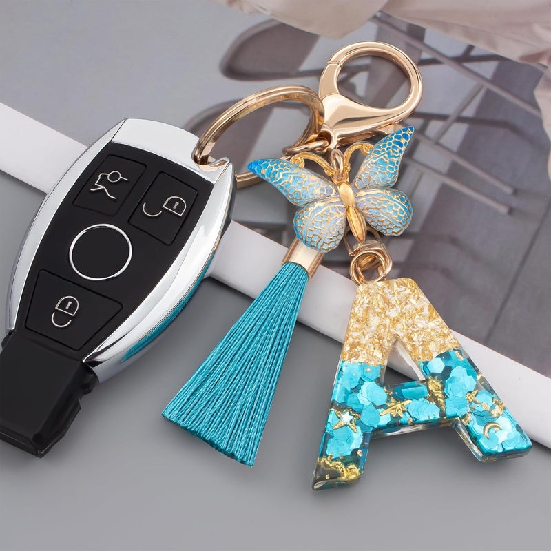 Suweibuke Cute Pink Key Chains for Women Girls, Initial Letter Keychains with Tassel, Charms for Key Purse Handbags Backpacks - Image 2